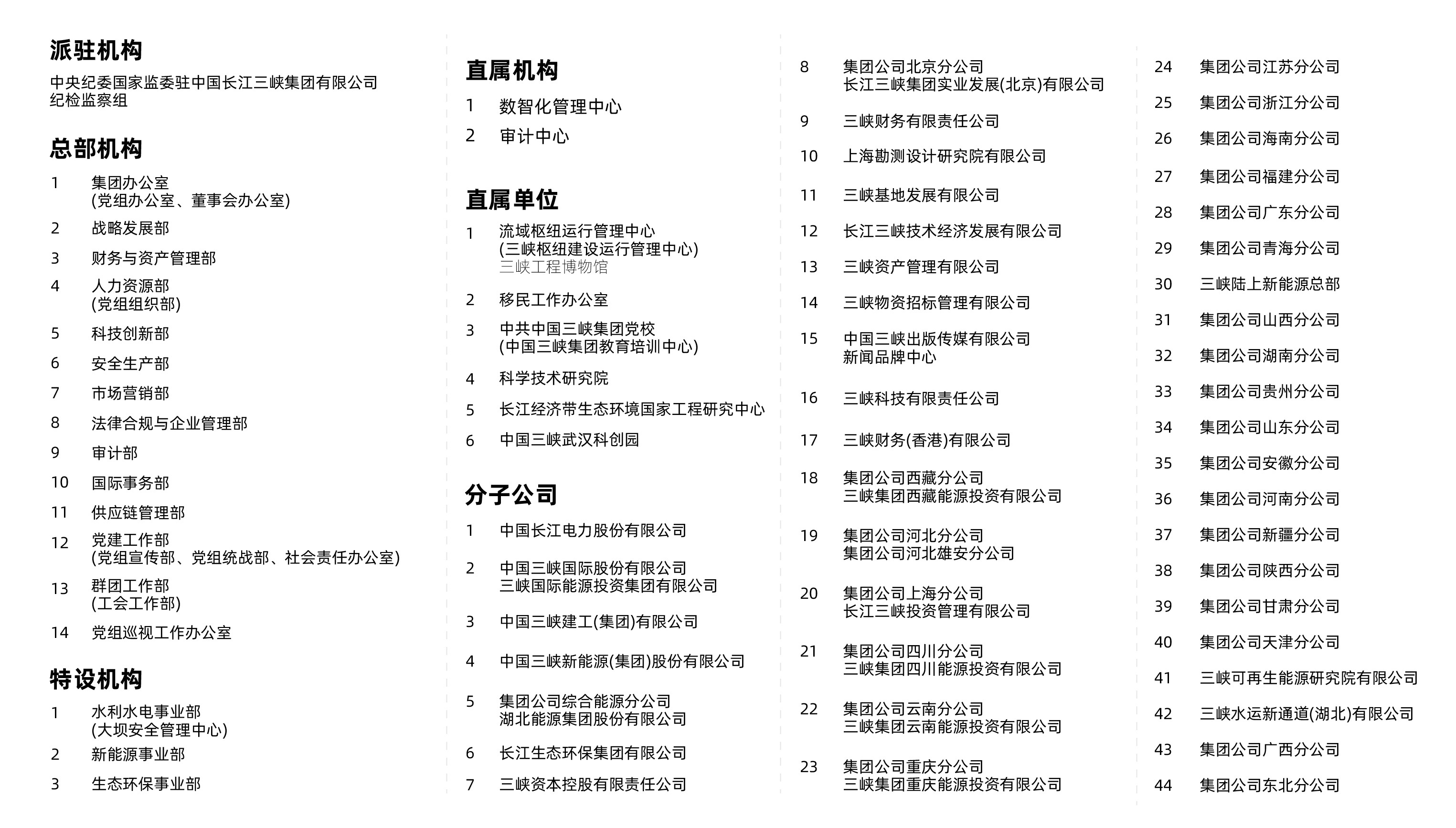 三峡集团组织机构